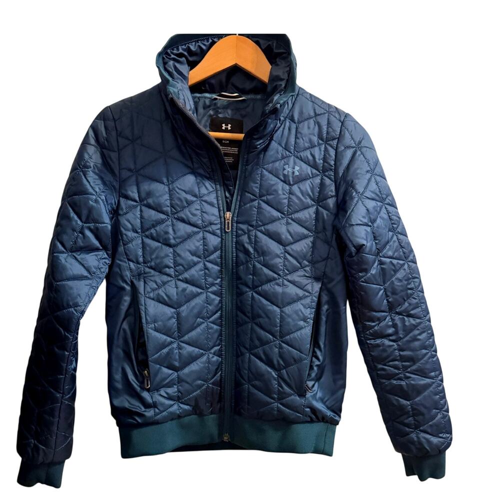 Under‎ Armour Womens Jacket ColdGear Reactor XS Blue Quilted Puffer Activewear